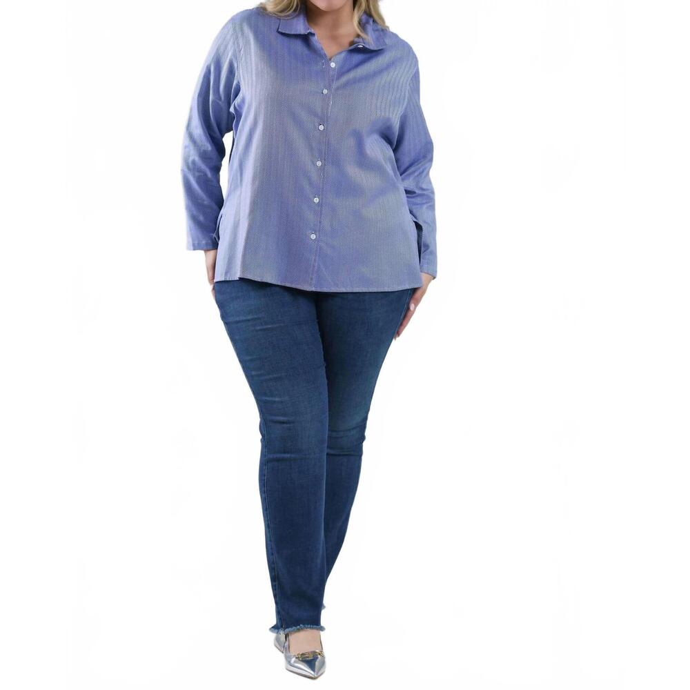 NEW JILL MCGOWAN astrid shirt - plus size in blue herringbone